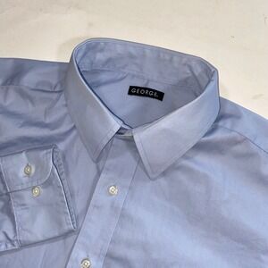 George Mens Light Blue‎ Button Up Long Sleeve Collared Dress Shirt L/G